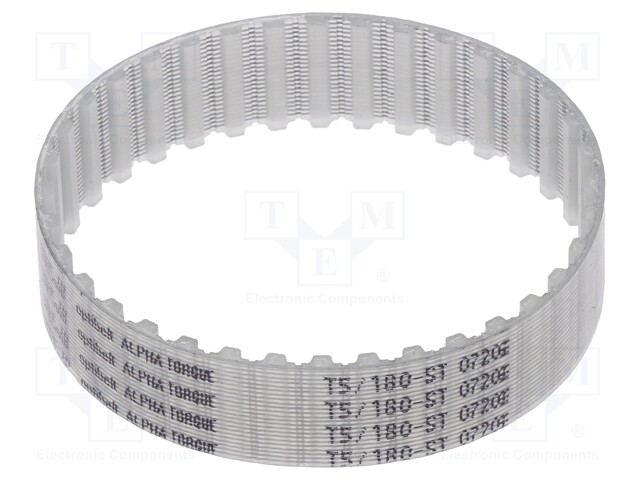 Timing belt; T5; W: 16mm; H: 2.2mm; Lw: 180mm; Tooth height: 1.2mm