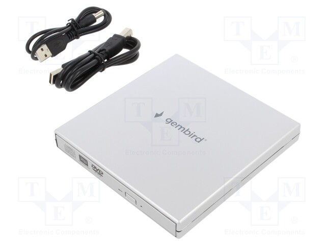 External DVD drive; silver; USB B; USB 2.0; 140x140x14mm