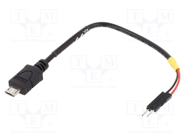 Cable; USB 2.0; USB B micro plug,1pin pin header x2; 0.1m; black