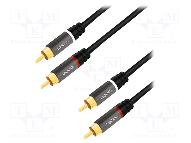 Cable; RCA plug,both sides; 0.5m; Plating: gold-plated; black