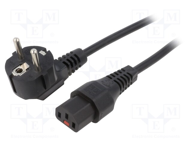 Cable; CEE 7/7 (E/F) plug angled,IEC C13 female; 4m; black; 10A