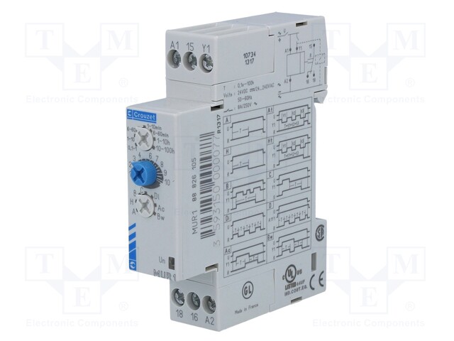 Timer; 0,1s÷100h; SPDT; 250VAC/8A; 24÷240VAC; 24VDC; DIN; -20÷60°C