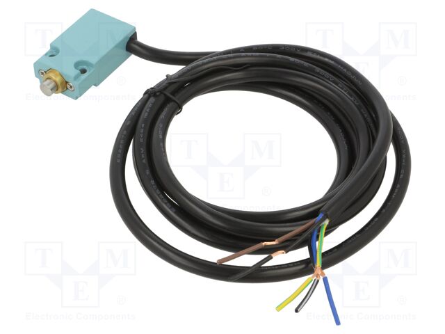 Limit switch; plunger; NO + NC; 10A; lead 2m; IP67; -25÷85°C; 20N