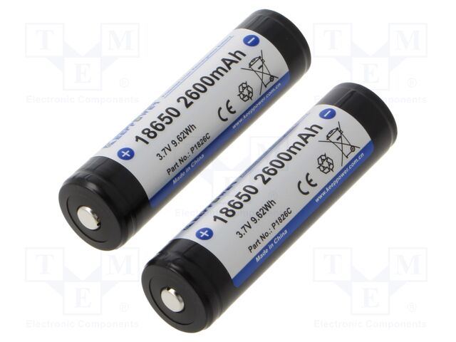 Re-battery: Li-Ion; 18650,MR18650; 3.7V; 2500mAh; Ø18.5x6.9mm