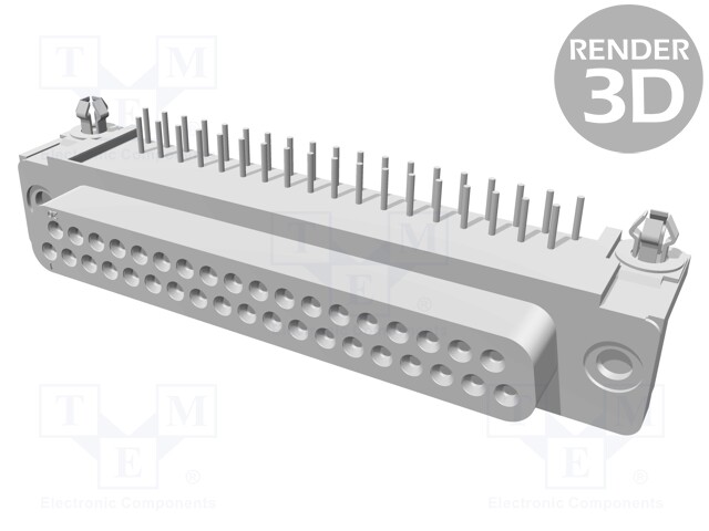 D-Sub; PIN: 37; socket; female; angled 90°; THT; UNC4-40; 0.76um