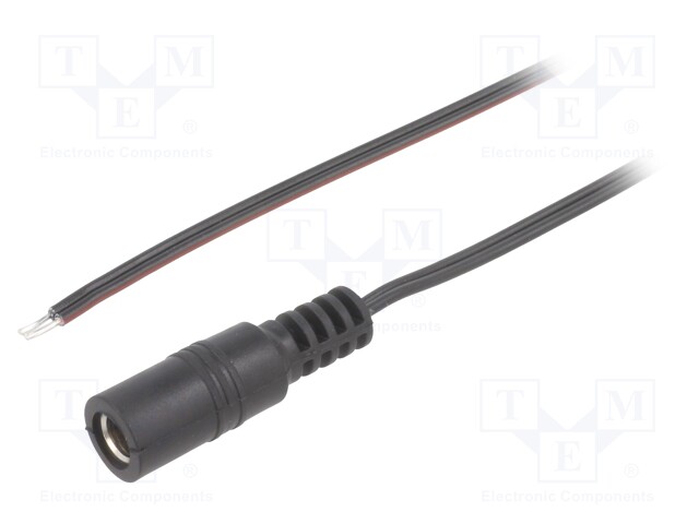 Cable; wires,DC 5,5/2,5 socket; straight; 0.35mm2; black; 1.5m