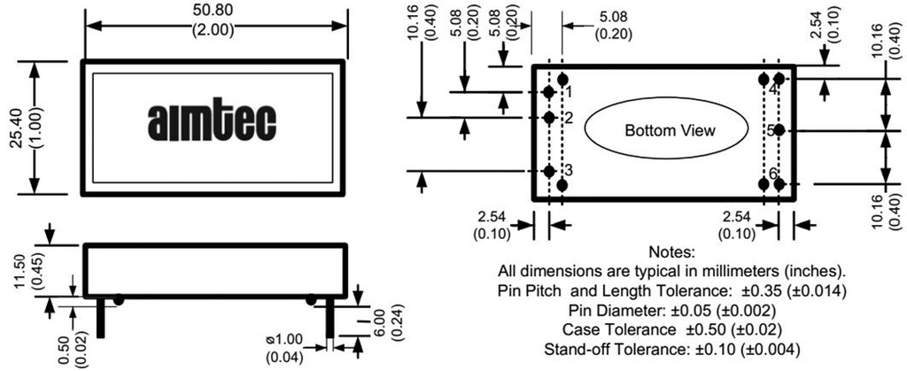 Converter: DC/DC; 60W; Uin: 9÷36V; Uout: 15VDC; Iout: 4A; 2"x1"; 45g