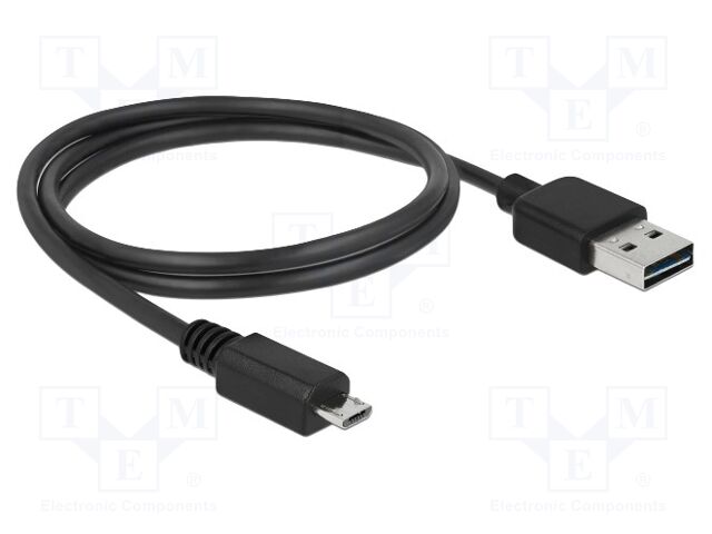 Cable; USB 2.0; USB A plug double sided,USB B micro plug; 1m