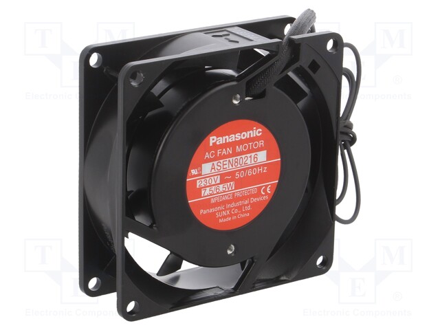 Fan: AC; axial; 230VAC; 80x80x25mm; 40.8m3/h; 24dBA; ball bearing