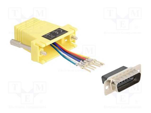 Adapter; D-Sub 15pin plug,RJ12 socket; yellow