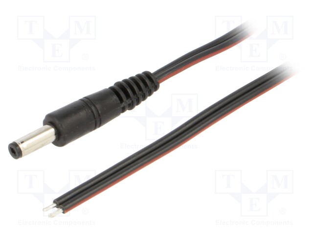 Cable; wires,DC 4,8/1,7 plug; straight; 0.75mm2; black; 1.5m