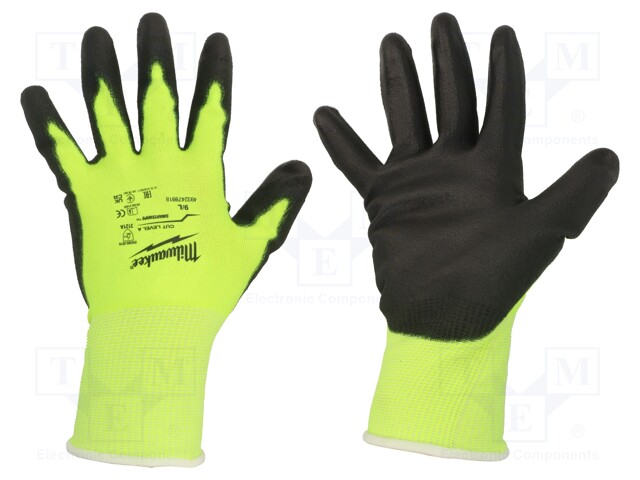 Protective gloves; Size: 9,L; Resistance to: cutting; warning