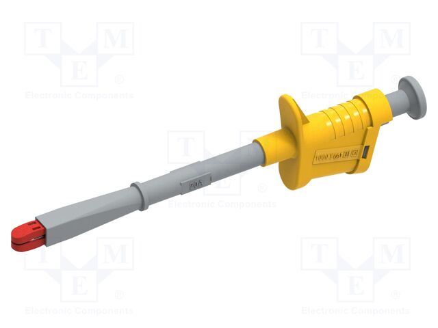 Clip-on probe; crocodile; 20A; yellow; Contacts: brass; 4mm; steel