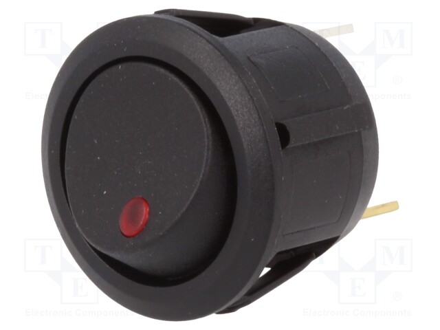 ROCKER; SPST; Pos: 2; OFF-ON; 20A/14VDC; red; LED 14VDC,point; 50mΩ