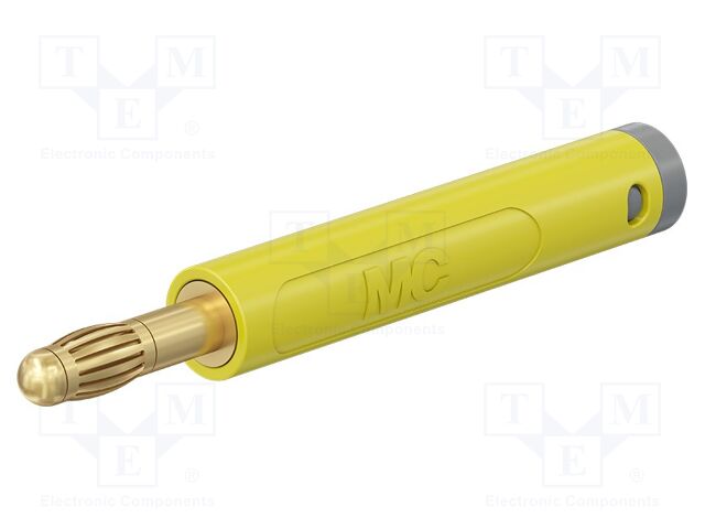 Connector: 4mm banana; plug; 19A; 30VAC; 60VDC; yellow; gold-plated