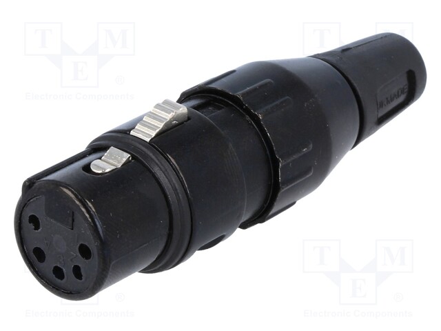 Plug; XLR; female; PIN: 5; straight; for cable; soldering; 50V; 7.5A