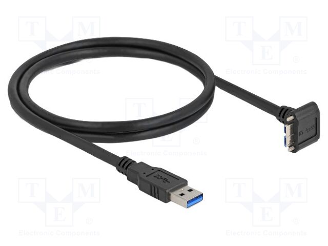 Cable; USB A plug,USB B micro plug angle; 1m; black; 26AWG,27AWG
