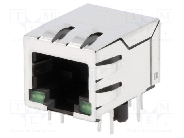 Socket; RJ45; PIN: 8; shielded,with LED; Layout: 8p8c; THT; angled