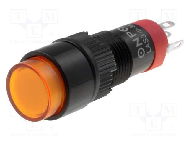 Switch: push-button; Pos: 2; SPDT; 0.5A/250VAC; 1A/24VDC; orange