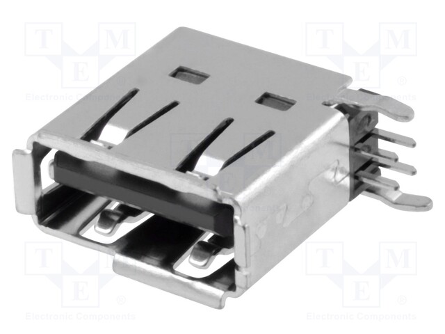 Socket; USB A; on PCBs; THT; PIN: 4; side,angled 90°; USB 2.0