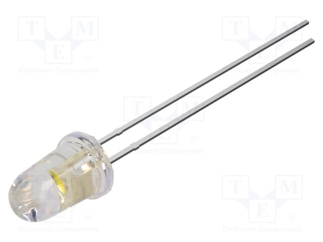 LED; white; 5mm; 130000mcd; 8°; Front: convex; 3.2÷3.6VDC; bullet