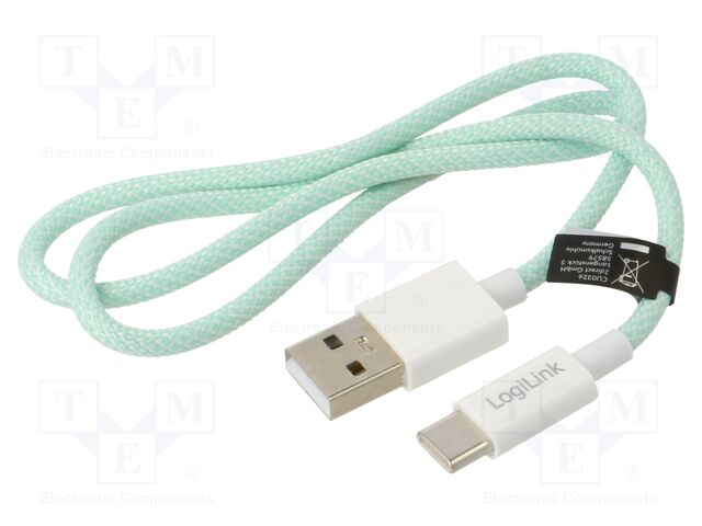 Cable; USB 2.0; USB A plug,USB C plug; 500mm; green; 480Mbps; 60W
