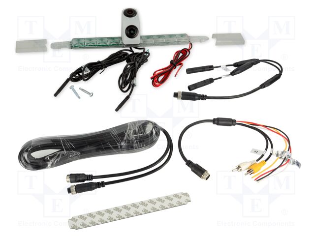 Rear view camera; 115°; white; 12VDC; Kit: camera; screw,push-in