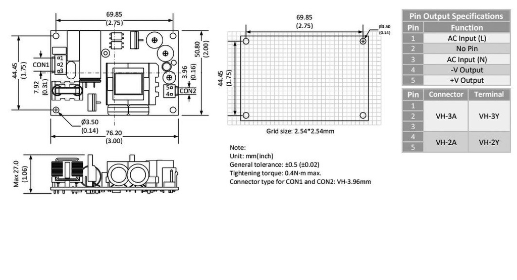Converter: AC/DC; 30W; 85÷264VAC; Usup: 100÷370VDC; Uout: 3.3VDC