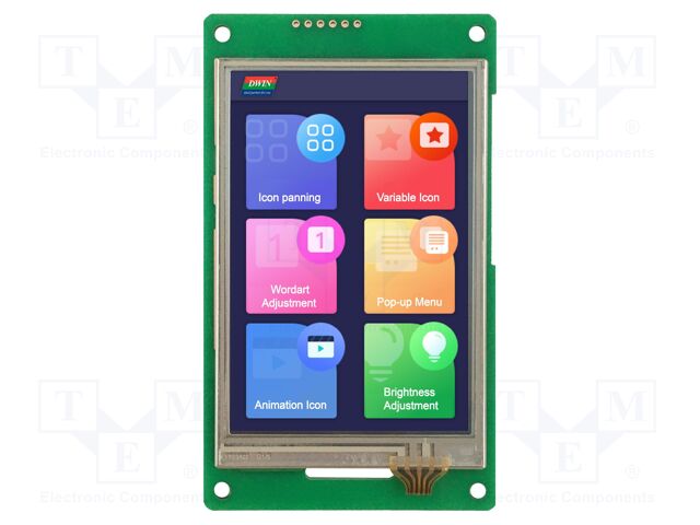 Display: TFT; 3.5"; 320x480; Illumin: LED; 16MBFLASH; RGB; 250cd/m2