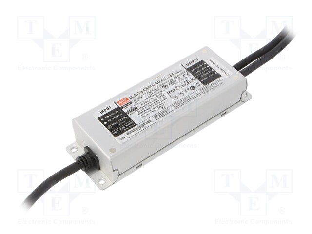Power supply: switched-mode; LED; 74.55W; 35÷71VDC; 525÷1050mA