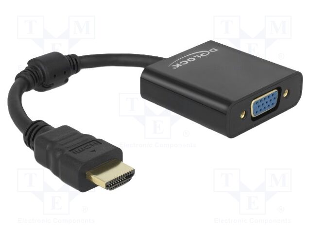 Converter; HDMI plug,VGA female; Full HD 1080p; 0.12m; black