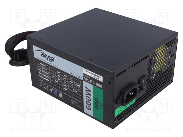 Power supply: computer; ATX; 600W