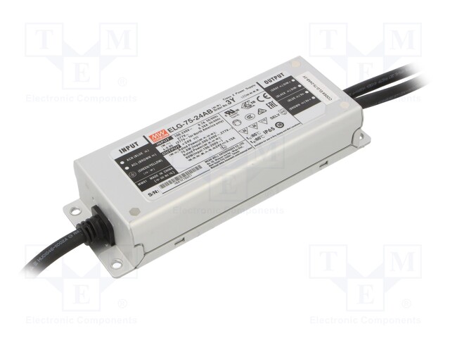 Power supply: switched-mode; LED; 75.6W; 24VDC; 21.6÷26.4VDC; IP65