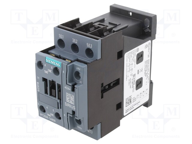 Contactor: 3-pole; NO x3; Auxiliary contacts: NO + NC; 24VAC; 25A