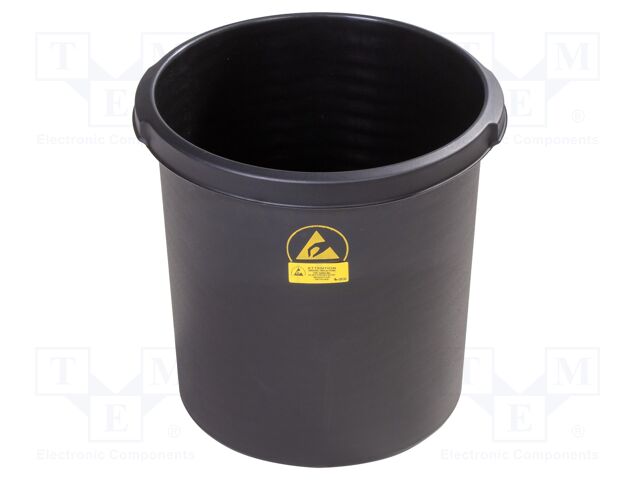 Waste bin; ESD; H: 320mm; Ø: 310mm; 18l; Features: conductive; PP