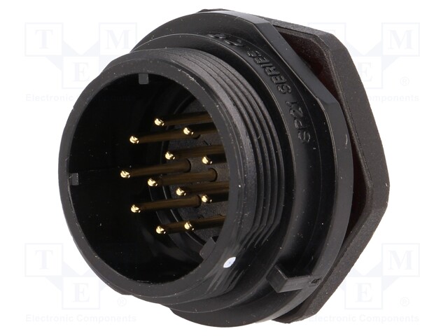 Socket; male; SP21; PIN: 12; IP68; soldering; 400V; 0.75mm2; 5A