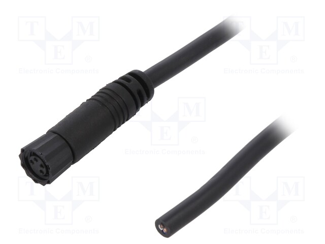 Connector: M8; 2m; female; PIN: 4; straight; plug; 3A; 30V; IP67