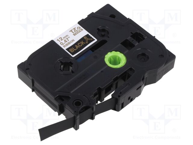 Tape; 12mm; 8m; black; Character colour: golden; laminated