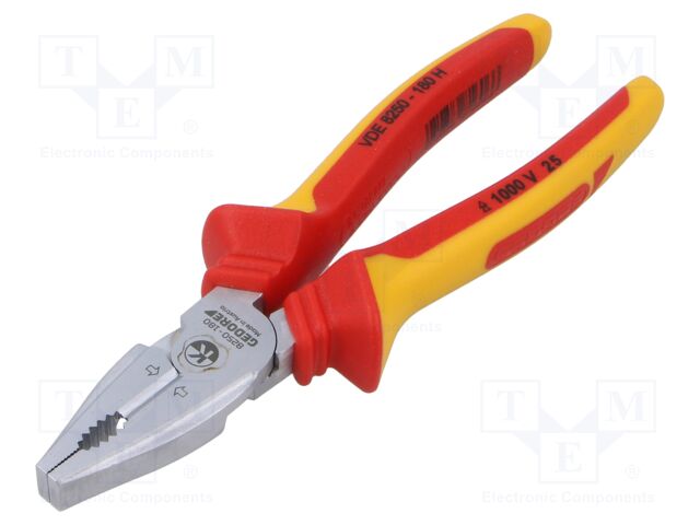 Pliers; insulated,gripping surfaces are laterally grooved