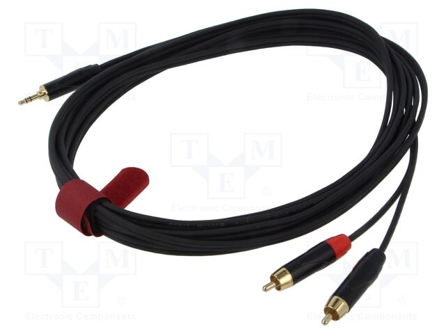 Cable; Jack 3.5mm plug,RCA plug x2; 5m; black; PVC