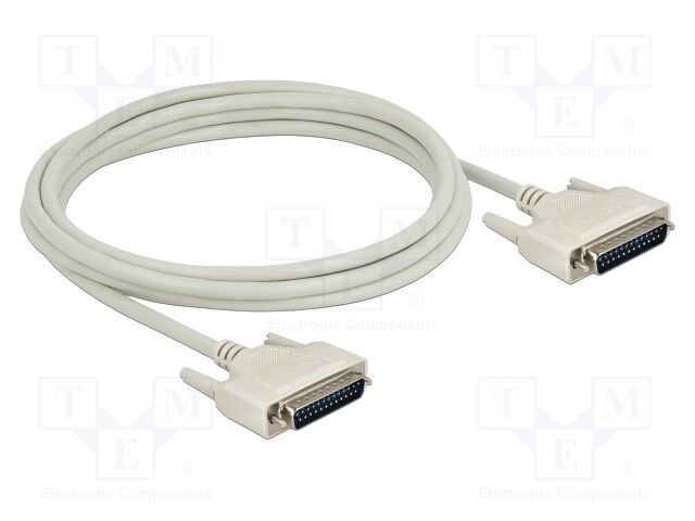 Cable; D-Sub 25pin plug,both sides; Len: 3m; beige; Øcable: 7mm