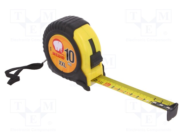 Measuring tape; L: 10m; Width: 25mm; Enclos.mat: ABS,rubber