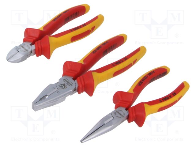Kit: pliers; side,cutting,insulated,universal,locking; 3pcs.