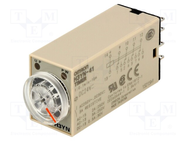 Timer; 0,1min÷10h; 4PDT; 250VAC/3A; 24VDC; socket; -10÷50°C; PIN: 14