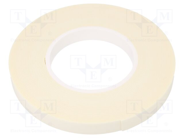 Tape: fixing; W: 15mm; L: 11m; Thk: 1mm; two-sided adhesive; white