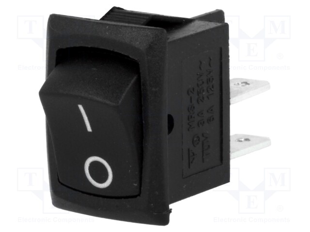 ROCKER; DPST; Pos: 2; OFF-ON; 3A/250VAC; black; none; 35mΩ; -30÷80°C