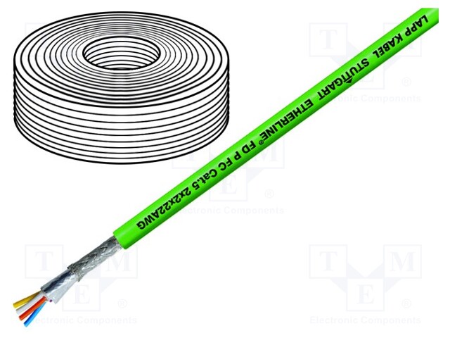 Wire; ETHERLINE® Cat.5; 5; stranded; Cu; 2x2x22AWG; PVC; green
