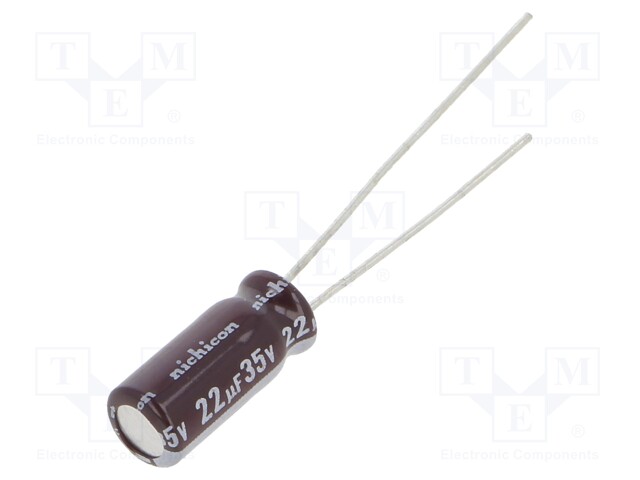 Capacitor: electrolytic; low impedance; THT; 22uF; 35VDC; Ø5x11mm