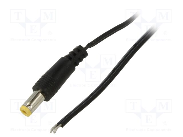 Cable; 2x0.52mm2; DC 5,5/2,5 plug; straight; black; 5m; -25÷70°C