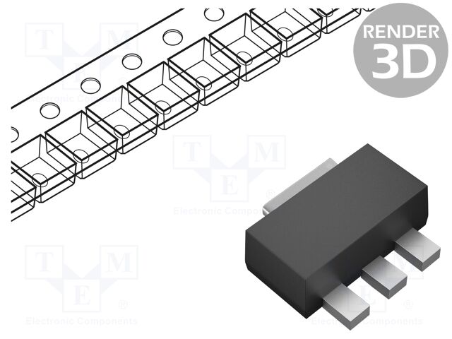 Transistor: NPN; bipolar; 80V; 1A; 500mW; SOT89